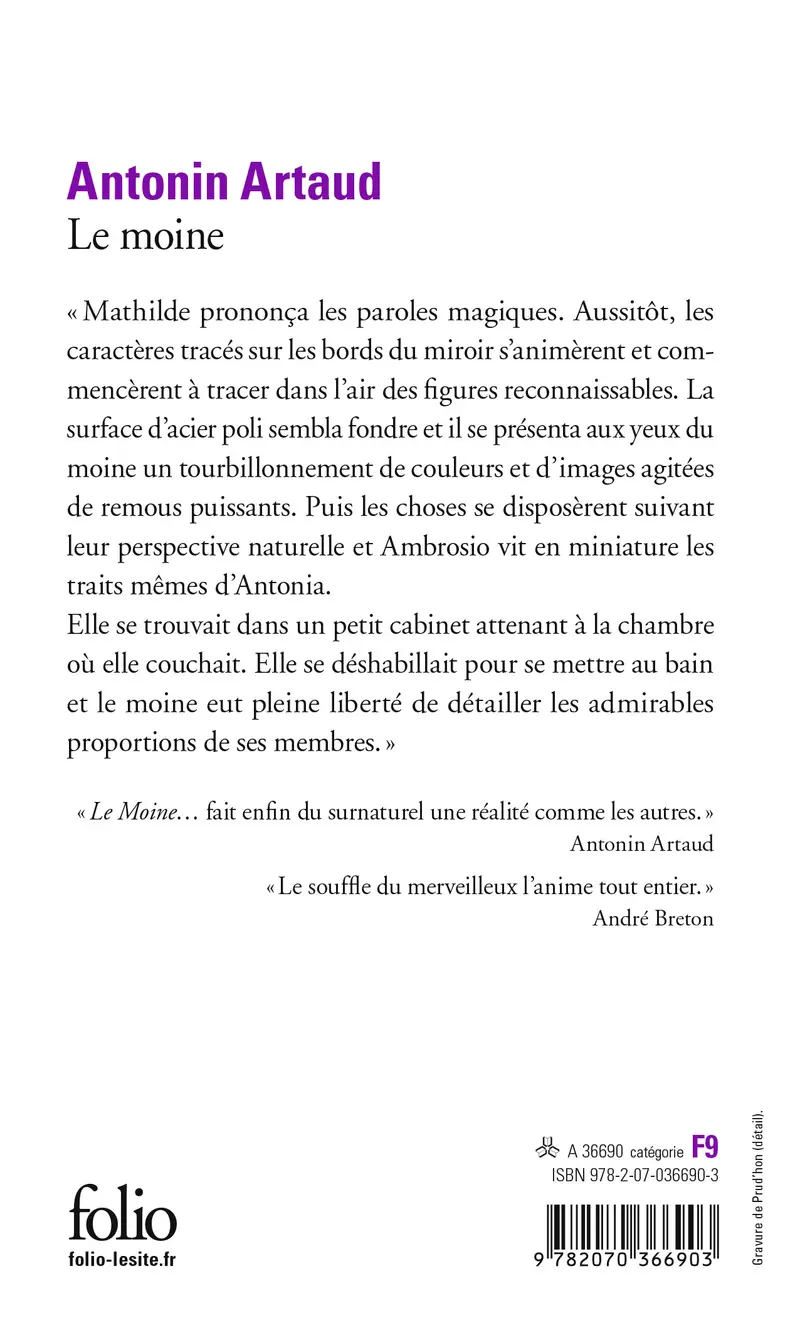 Le Moine - Antonin Artaud - Matthew Gregory Lewis