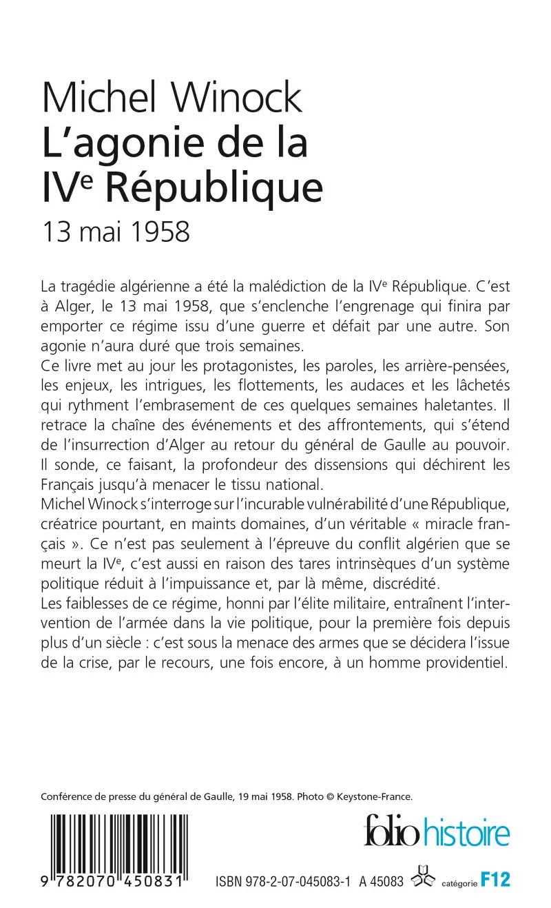 L'agonie de la IVe République - Michel Winock