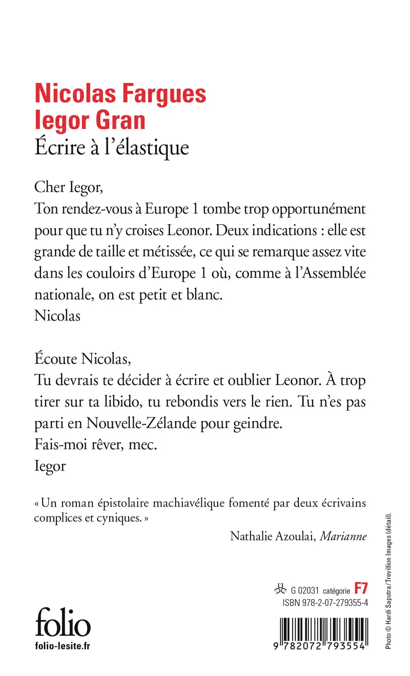 Écrire à l'élastique - Nicolas Fargues - Iegor Gran