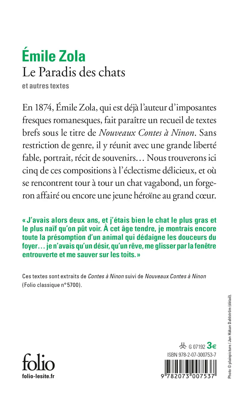 Le Paradis des chats et autres textes - Émile Zola